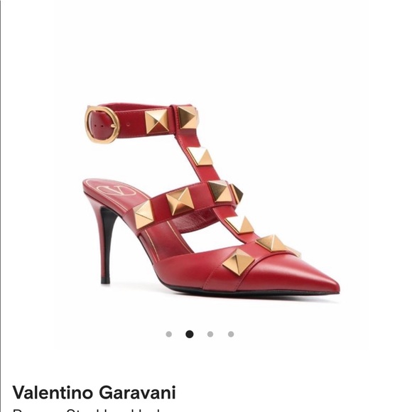 Valentino Red Studded Heels - Picture 2 of 16